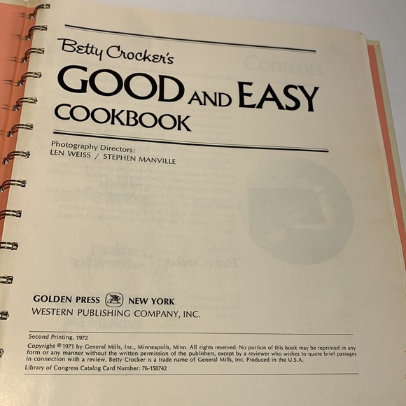 Betty Crocker’s GOOD and EASY COOKBOOK 2nd Printing 1972 VTG Spiral Hard Cover - Picture 4 of 13